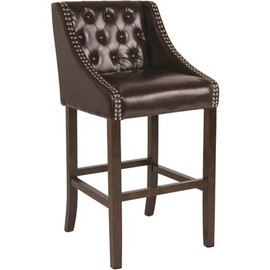 Carnegy Avenue 28 in. Brown Leather Bar Stool