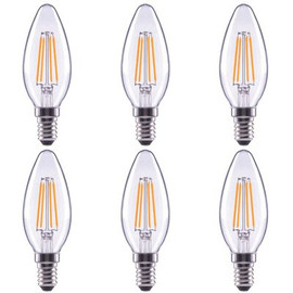 EcoSmart 60-Watt Equivalent B11 Dimmable Clear Glass Filament E12 Candelabra Base Vintage LED Light Bulb Soft White (6-Pack)