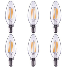 EcoSmart 60-Watt Equivalent B11 Dimmable Clear Glass Filament E12 Candelabra Base Vintage LED Light Bulb Soft White (6-Pack)