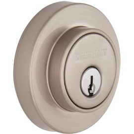 Defiant Contemporary Round Satin Nickel Double Cylinder Deadbolt