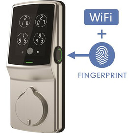 Lockly Secure PRO Satin Nickel Alarmed Lock Deadbolt with 3D Fingerprint and Wi-Fi (Works with Alexa and Google Home)