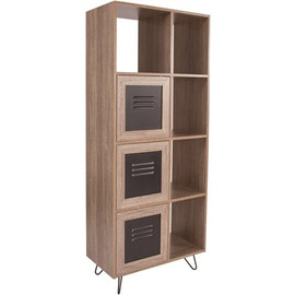 Carnegy Avenue 63 in. Brown Wood 5-shelf Standard Bookcase with Doors