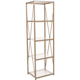 Carnegy Avenue 64 in. Clear/Matte Gold Metal 4-shelf Standard Bookcase with Open Back