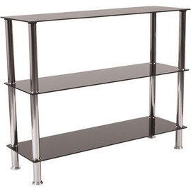 Carnegy Avenue 31.5 in. Black Top/Stainless Steel Metal 3-shelf Standard Bookcase with Open Back