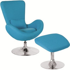 Carnegy Avenue Aqua Fabric Chair and Ottoman Set