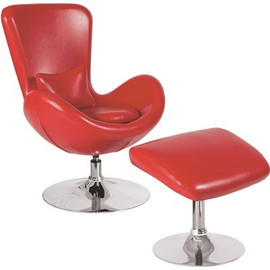Carnegy Avenue Red Leather Chair and Ottoman Set