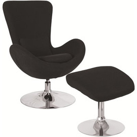 Carnegy Avenue Black Fabric Chair and Ottoman Set