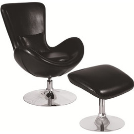 Carnegy Avenue Black Leather Chair and Ottoman Set