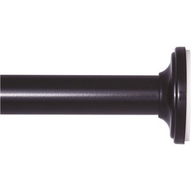 Eclipse Complete Blackout 28 in. - 60 in. Adjustable Single Tension Rod 5/8 in. Diameter in Black with Finials