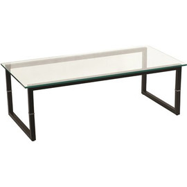 Carnegy Avenue 47 in. Clear/Black Large Rectangle Glass Coffee Table