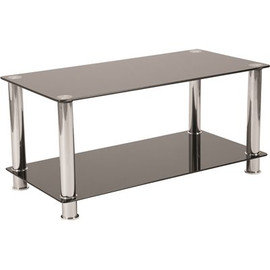 Carnegy Avenue 36 in. Black Medium Rectangle Glass Coffee Table with Shelf