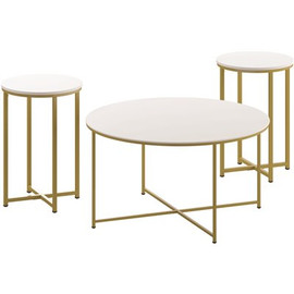 Carnegy Avenue 36 in. White Medium Round Wood Coffee Table