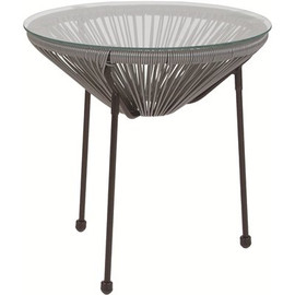 Carnegy Avenue 20 in. Gray Small Round Glass Coffee Table with Storage