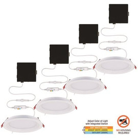 Slim Baffle 6 in. Color Selectable New Construction and Remodel Canless Recessed Integrated LED Kit (4-Pack)