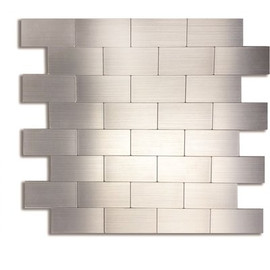 DIP Design Is Personal DIP Large Silver Subway 10.75 in. x 13 in. Self-Adhesive PVC Aluminum Tile Backsplash (10-Pack) DIP Design Is Personal DIP Large Silver Subway 10.75 in. x 13 in. Self-Adhesive PVC Aluminum Tile Backsplash (10-Pack)