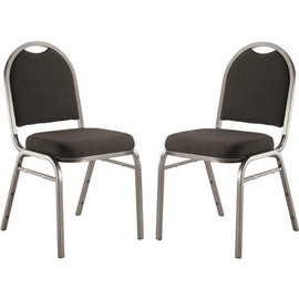 National Public Seating 9200-Series Ebony Black Seat/Silver Vein Frame Premium Fabric Upholstered Stack Chair (Pack of 2)
