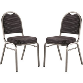 National Public Seating 9200-Series Diamond Navy Seat/Silver Vein Frame Premium Fabric Upholstered Stack Chair (Pack of 2)