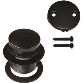Westbrass 1-1/2 in. NPSM Coarse Thread Tip-Toe Bathtub Drain Plug with 2-Hole Overflow Faceplate, Matte Black Westbrass 1-1/2 in. NPSM Coarse Thread Tip-Toe Bathtub Drain Plug with 2-Hole Overflow Faceplate, Matte Black