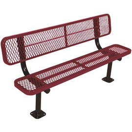 Everest 6 ft. Burgundy Surface Mount Park Bench with Back