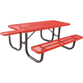 Everest 6 ft. Red Heavy-Duty Picnic Table