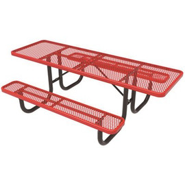 Everest 8 ft. Red Double-Sided ADA Heavy-Duty Picnic Table