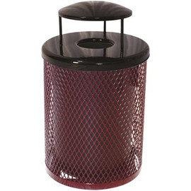 Everest 32 Gal. Burgundy Trash Receptacle with Rain Bonnet