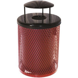 Everest 32 Gal. Red Trash Receptacle with Rain Bonnet