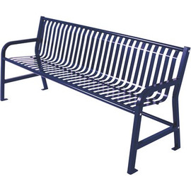 Plaza 8 ft. Ultra Blue Steel Strap Bench with Back