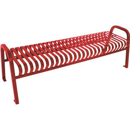 Plaza 6 ft. Red Steel Strap Bench without Back
