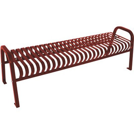Plaza 8 ft. Burgundy Steel Strap Bench without Back