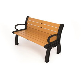 Heritage 4 ft. Cedar Planks with Black Frame Recycled Plastic Bench