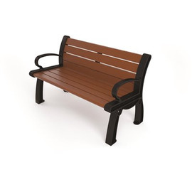 Heritage 4 ft. Brown Planks with Black Frame Recycled Plastic Bench