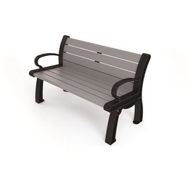 Heritage 4 ft. Gray Planks with Black Frame Recycled Plastic Bench