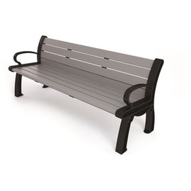 Heritage 5 ft. Gray Planks with Black Frame Recycled Plastic Bench