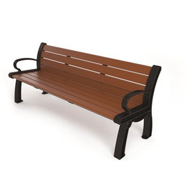 Heritage 6 ft. Brown Planks with Black Frame Recycled Plastic Bench