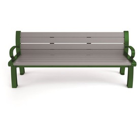 Heritage 6 ft. Gray Planks with Green Frame Recycled Plastic Bench