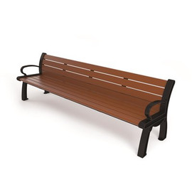 Heritage 8 ft. Brown Planks with Black Frame Recycled Plastic Bench