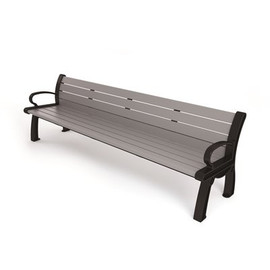 Heritage 8 ft. Gray Planks with Black Frame Recycled Plastic Bench