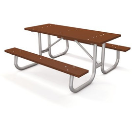 Galvanized Frame 6 ft. Brown Recycled Plastic Picnic Table