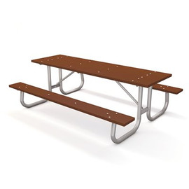 Galvanized Frame 8 ft. Brown Recycled Plastic Picnic Table
