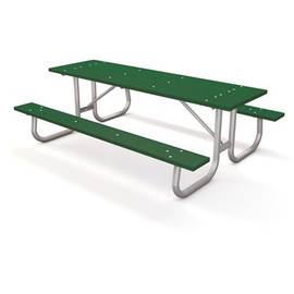 Galvanized Frame 8 ft. Green Recycled Plastic Picnic Table
