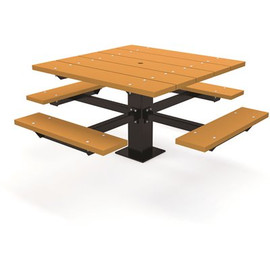 T-Table 4 ft. Cedar Surface Mount Square Recycled Plastic Picnic Table