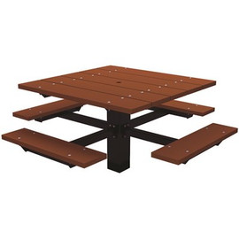 T-Table 4 ft. Brown In-Ground Mount Square Recycled Plastic Picnic Table