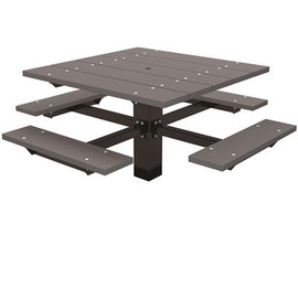 T-Table 4 ft. Gray In-Ground Mount Square Recycled Plastic Picnic Table