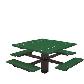 T-Table 4 ft. Green In-Ground Mount Square Recycled Plastic Picnic Table