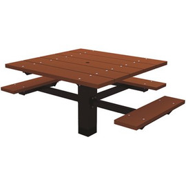 T-Table 4 ft. Brown In-Ground Mount ADA Square Recycled Plastic Picnic Table