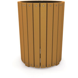 32 Gal. Round Cedar Recycled Plastic Heavy-Duty Trash Receptacle 32 Gal. Round Cedar Recycled Plastic Heavy-Duty Trash Receptacle