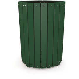 32 Gal. Round Green Recycled Plastic Heavy-Duty Trash Receptacle