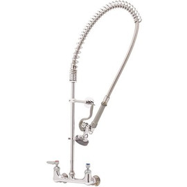 T&S Two-Handle Pull-Down Sprayer Kitchen Faucet with Ceramic Cartridges in Polished Chrome