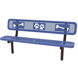 Blue In-Ground Mount Paw & Bone Bench